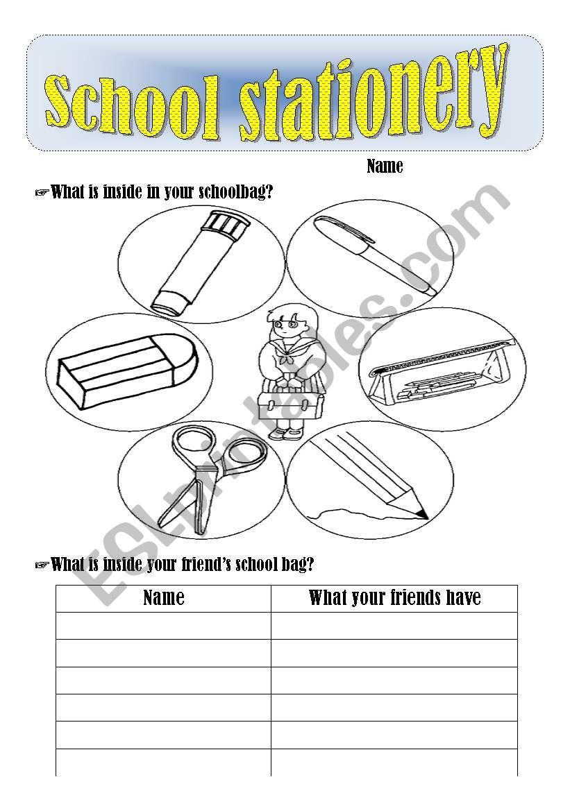 [information gap activity] school stationery